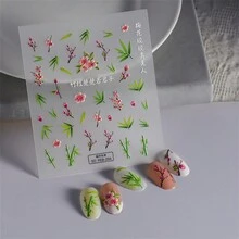 1個5D卡哇伊日式天鵝美甲飾品豪華AB自粘式美甲裝飾貼紙DIY美甲滑塊配件