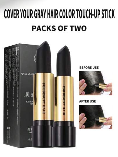2pcs X 8g Black One-time Hair Dye Pen, Semi-permanent Root Dye, Professional Root Cover Up Hair Colouring Pen To Cover Grey Hair