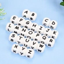 12mm Silicone Alphabet Beads, Diy Necklace Bracelet Craft Kit, Cubic Alphabet Square Beads A-z