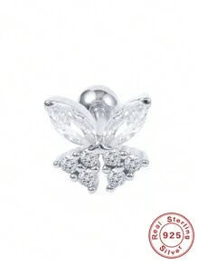 1入時尚立方氧化鋯裝飾925純銀耳針,適用於女性日常裝飾18k鍍金精品珠寶,婚禮禮物