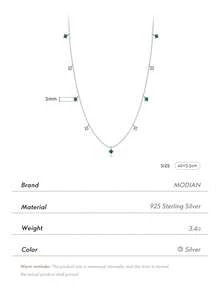 MODIAN 925純銀靈魂綠色圓形小吊墜項鍊時尚鏈子女士週年紀念珠寶禮物