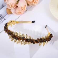 1pc Natural Crystal Golden/silver Leaf Design Headband For Diy, Wholesale Popular European And American Style Hair Accessories - Multicolor - View 26