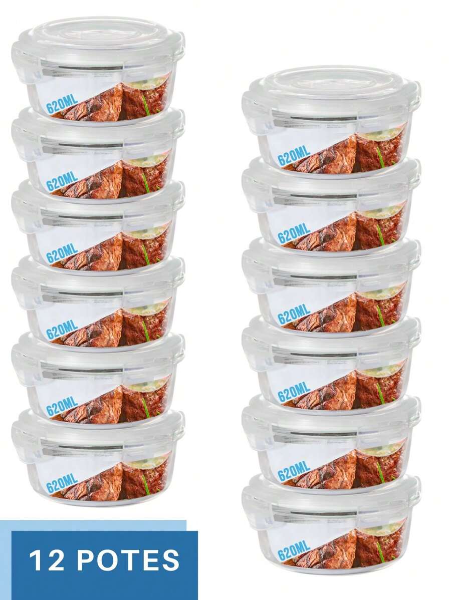 12個圓形620ml玻璃密封罐套裝 - 無色 - 查看 1