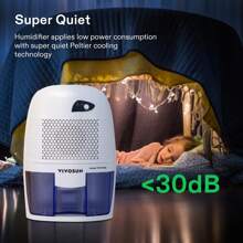 VIVOSUN Portable Dehumidifier, Mini Ultra-Quiet 225 Sq. Ft. Dehumidifier With 500ML Water Tank, Indicator Light And Auto Shut-Off Function For Home, Bedroom, Closet, Basement, Kitchen