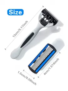 2 Handle + 24 Blades/ Men And Women Manual Razor 6-Layer Stainless Steel Hair Removal Shaving Blades Replaceable Shaver Head Shaving Tools - Multicolor - View 2