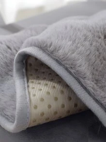 1pc Solid Color Plush Chair Cushion Cover, Simple Style Polyester Fiber Material, Suitable For Living Room And Dining Room - Grey - View 5