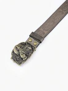 1條男士西部風格休閒時尚浮雕狼吞虎咽扣腰帶