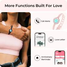Totwoo Candy Wave Collection-Long Distance Touch Single Bracelet(Work In Pairs)-Colorful Band Bracelet, Vibration & Light Up For Love Couples Bracelet | Long Distance Relationship Gifts For Girlfriend Bluetooth Pairing Jewelry- Stay Connected Anytime, Anywhere - Berwarna merah muda - View 2