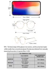 1PC Men Metal Geometric Clear Glasses For Office Reading Watch TV Play Games Glasses - Gold - View 3