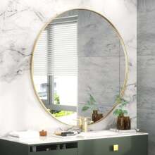 18/30/36/ Inch Bathroom Mirror Make Up Mirror For Wall, Stainless Steel Frame Circle Mirror Wall Mounted Decorative Mirror For Bedroom Living Room Entryway Black/Silver - 金色 - 查看 1