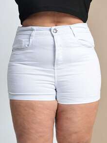 Plus Size Shorts - trắng - Xem 4