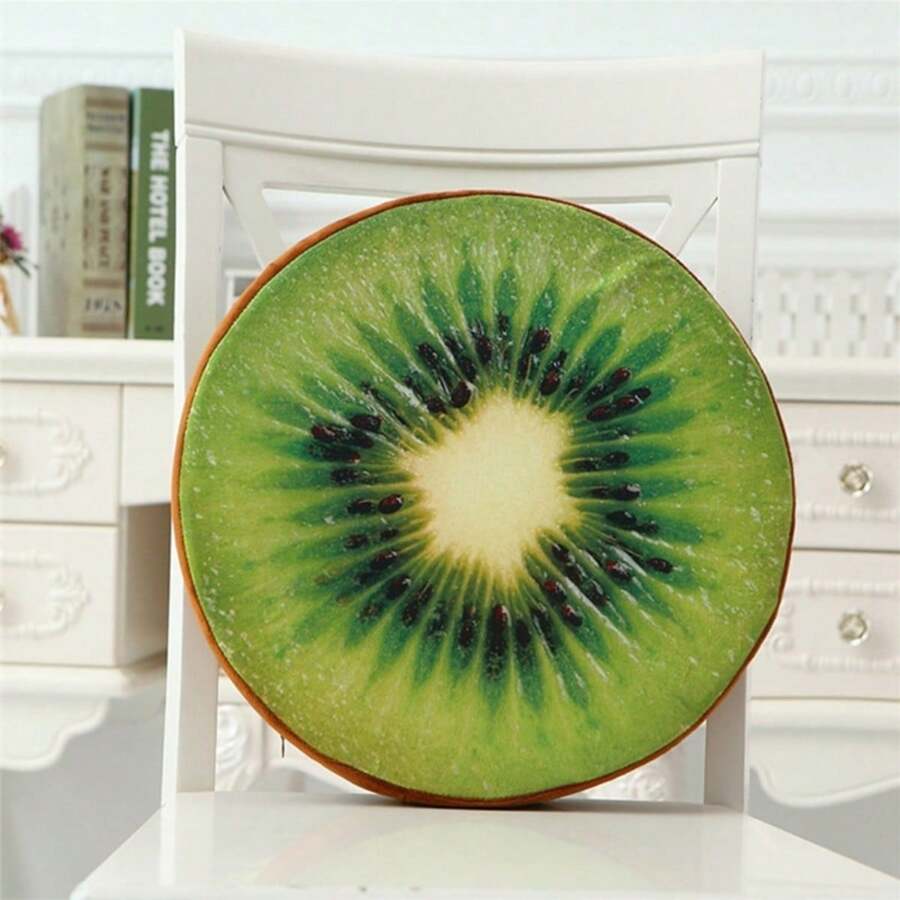 1pc Fruit Patterned Pillow, Cute Circular Creative Cartoon 3d Pillow Cushion For Living Room Home Use - Kiwi - View 1