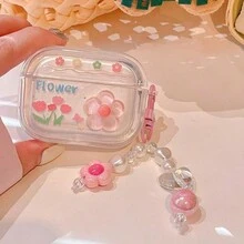 1 件花卉設計耳機盒,相容於 Airpods - 無色 - 查看 4