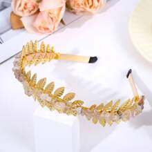 1pc Natural Crystal Golden/silver Leaf Design Headband For Diy, Wholesale Popular European And American Style Hair Accessories - Multicolor - View 29