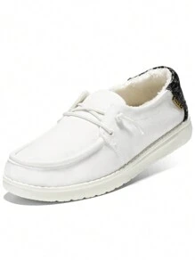 STQ Women's Slip On Fur Lined Loafers Orthopedic Cozy Ultralight Boat Casual Shoes With Arth Support - 雲白 - 查看 1