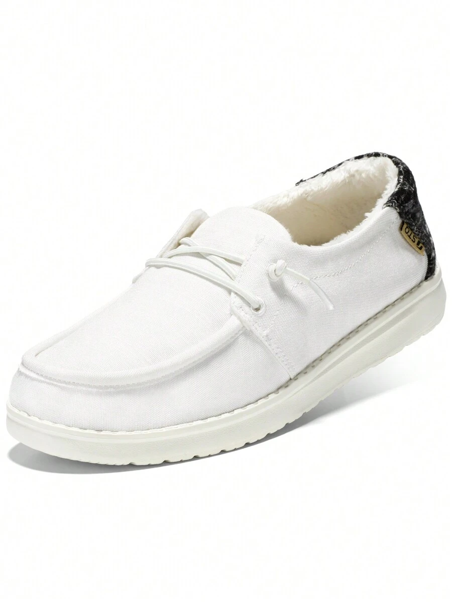 STQ Women's Slip On Fur Lined Loafers Orthopedic Cozy Ultralight Boat Casual Shoes With Arth Support - 雲白 - 查看 1