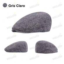 Boina Española De Paño Cerrada Gorra Sombrero Ba,Gorra De Hombre Con Espina De Pescado, Boina De Moda Vintage, Gorra Con Pico De Pato accesorios de hombres Casual - Gris Claro - Ver 4