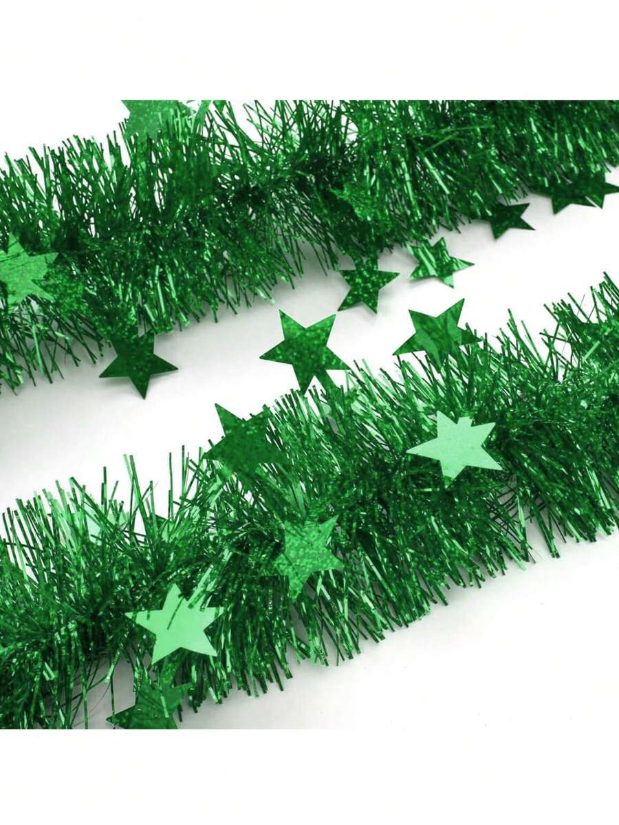 1 Miếng Hình -ngôi sao Tinsel Dải băng Cây thông noel Vật trang trí , Năm mới , Nhà  , Lễ cưới , Sinh nhật , Buổi tiệc Đồ trang trí - màu xanh lá - Xem 1