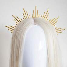 1PC Gold Metal Sun Crown Goddess Headpiece Queen Crown Bridal Headband Elegant,Hairband,Hair Hoop Headbands Hair Accessories Head Accessories - Gold - View 10