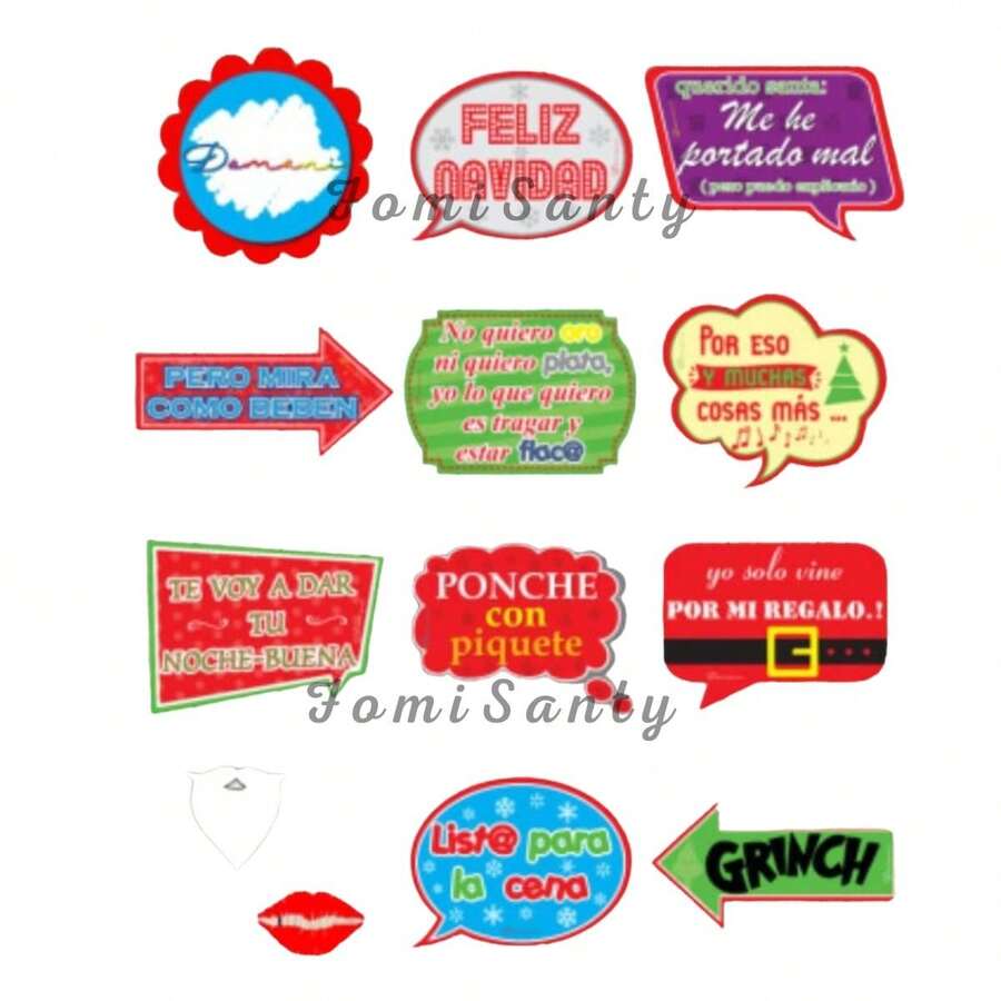 Selfie Sign With Christmas Tamica. Party, Decoration, December. - Blue - View 1