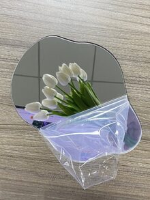 Acrylic Cloud Shaped Mirror, Self-Adhesive Back Wall Mounted Bathroom Mirror, Asymmetric Vanity Mirror, No Drill Dressing Table Makeup Mirror - Silver - View 5
