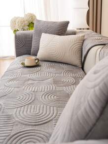 1pc Modern And Simple Plush Sofa Cushion, Anti-slip, Four Seasons Universal Mat, Machine Washable And Dustproof, Thick Cover Cloth, Durable And Stain-resistant Without Lint And Fading, For Autumn And Winter - grey - View 2