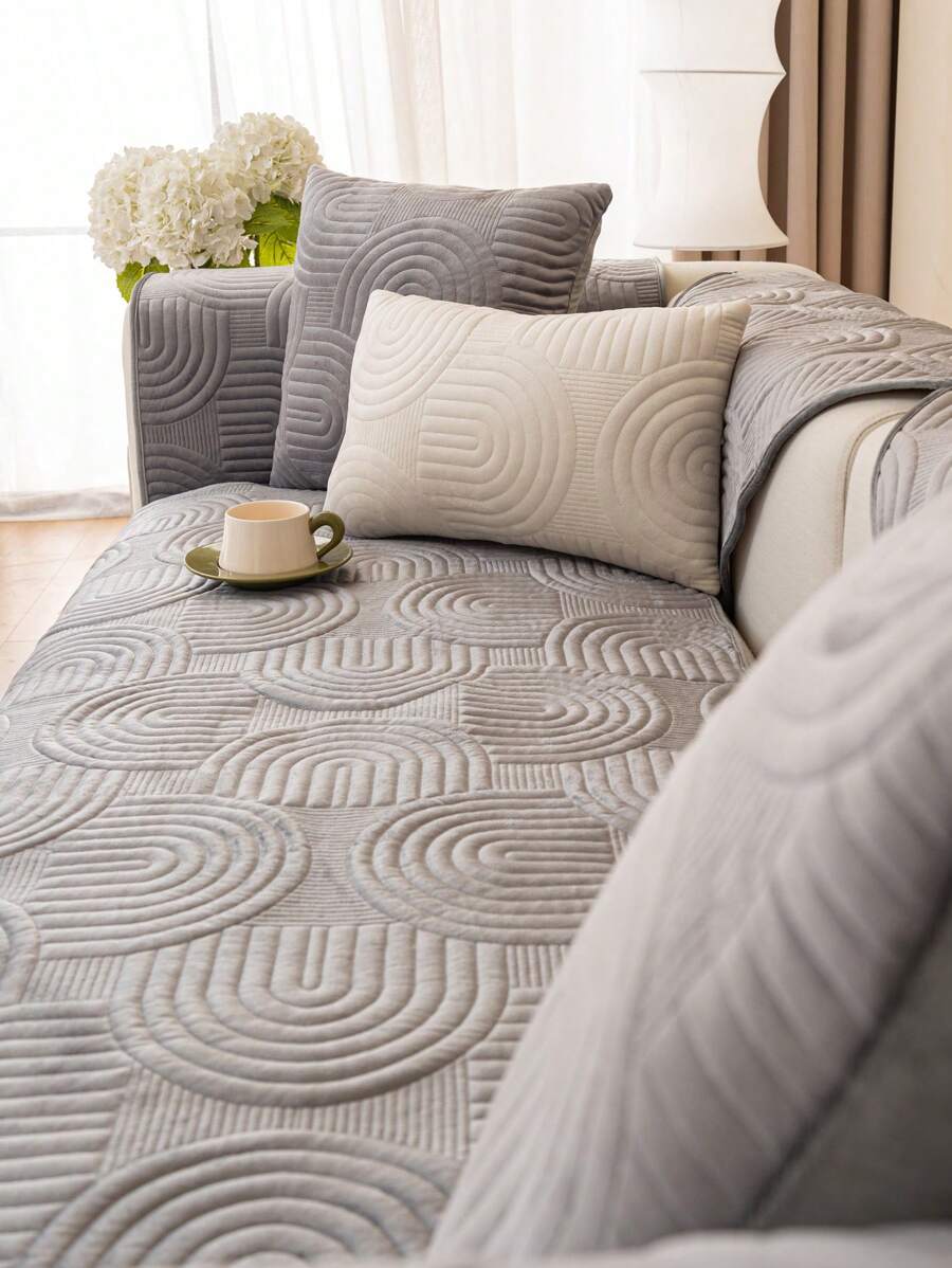 1pc Modern And Simple Plush Sofa Cushion, Anti-slip, Four Seasons Universal Mat, Machine Washable And Dustproof, Thick Cover Cloth, Durable And Stain-resistant Without Lint And Fading, For Autumn And Winter