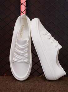 Women's Plastic Student Low Vamp Casual White Shoes, Anti-Skid & Anti-Water Low-Cut Soft Bottom White Shoes For Work Or Daily Wear - White - View 4