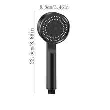 1件黑色5速噴霧噴頭帶增壓霧面手持蓮花頭組單頭多功能 - 黑色 - 查看 4