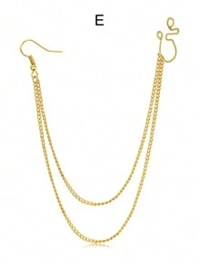 CIZME 1件/套金色假鼻环，鼻中隔链耳环饰品 - 鼻钉吊坠鼻链穿刺装饰，夹式吊坠鼻中隔耳环，万圣节装饰，珠子数量随机 - 金黃色 - 查看 7