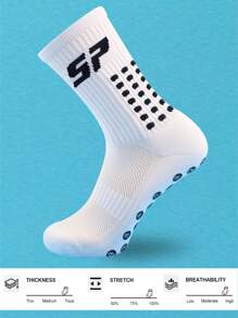 FLSHMCEN 1 par de calcetines deportivos para hombre para fútbol, baloncesto y otros deportes con almohadillas antideslizantes y sujetadores