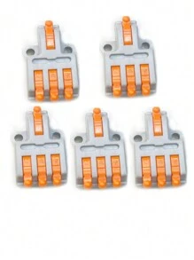 5 pcs Lever Wire Connector, DIY Mini Splicing Compact Wire Connectors,1 in 3 out Quick Terminal Block, Splicing Connectors for Circuit 0.08-4mm2 AWG 28-12 (Orange Gray ) - Orange - View 8