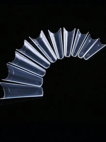 500入組半覆蓋式假指甲按壓式指甲尖長形透明人造亞克力指甲增長10種尺寸，適用於DIY美甲沙龍美甲工具美甲用品 - 無色 - 查看 3