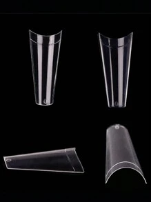 500入組半覆蓋式假指甲按壓式指甲尖長形透明人造亞克力指甲增長10種尺寸，適用於DIY美甲沙龍美甲工具美甲用品 - 無色 - 查看 4