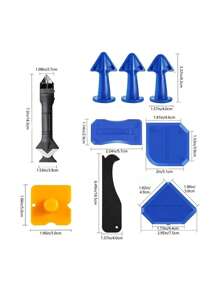 4-in-1 Silicone Caulking Tool Kit With Stainless Steel Head, Sealant Nozzle, Grout Scraper, Perfect For Kitchen Bathroom Window And Sink Joint - Blue - View 3
