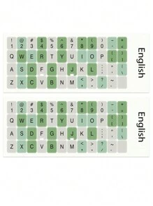 2pcs Universal English Alphabet Keyboard Stickers, Suitable For Computer, Laptop, Notebook And Desktop Keyboards - Gradient mint green - View 2