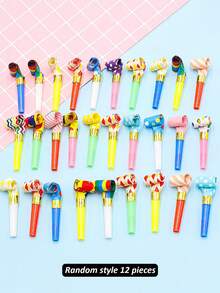 6/12/24pcs Random Colored Candy Whistles, Perfect For Happy Parties - Multicolor - View 2