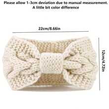 1 件冬季针织粗头带女士钩针头巾针织耳暖头巾 - 棕色 - 查看 5