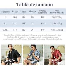 Pijamas De Hombre Batas Seda, Pijama Estampado Satén Hombre - Gris - Ver 4