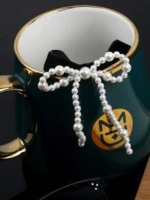 1 Miếng Thanh lịch Nhung Bowknot Trân châu Dây chuyền Đối với Cô gái tuổi teen , Phong cách Hàn Quốc Đơn giản Toàn trận Xương quai xanh Chuỗi - trắng - Xem 8