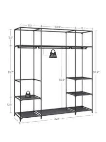 Hzuaneri Kleiderschrank, freistehende Garderobe, mit Kleiderstangen, Garderobenständer, Stoffablagen, Metallrahmen, 3 Kleiderstangen mit 9 Fächern, 43 x 162 x 176cm