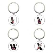 1 pezzo Ciondolo portachiavi con lettere inglesi e gemme, stile unisex alla moda, in lega metallica, accessorio per borsa/telefono, perfetto come regalo per festività, San Valentino