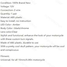 2入組萬用摩托車12v骷髏led轉向燈指示燈信號燈咖啡賽車老派越野車 - 銀色 - 查看 11