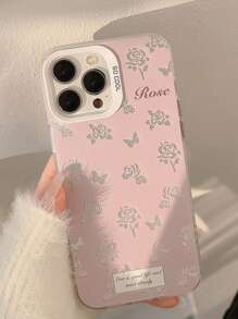 Gucadi 銀白色仙女風格粉紅玫瑰、簡約笑臉與韓式棕櫚樹iphone保護殼,電鍍,雷射防摔設計,相容於蘋果手機 - 彩色 - 查看 2