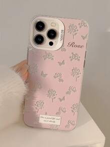 Gucadi 銀白色仙女風格粉紅玫瑰、簡約笑臉與韓式棕櫚樹iphone保護殼,電鍍,雷射防摔設計,相容於蘋果手機 - 彩色 - 查看 3