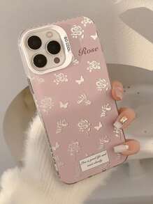 Gucadi 銀白色仙女風格粉紅玫瑰、簡約笑臉與韓式棕櫚樹iphone保護殼,電鍍,雷射防摔設計,相容於蘋果手機 - 彩色 - 查看 4