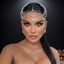 1入組新娘頭飾,歐美婚禮水滴水晶珍珠髮梳