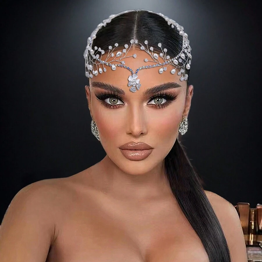 1入組新娘頭飾,歐美婚禮水滴水晶珍珠髮梳