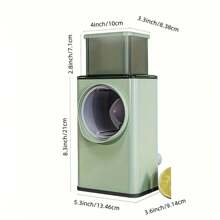 3-in-1 Rotary Cheese Grater With 6 Interchangeable Stainless Steel Blades - Manual Mandoline Slicer For Cheese, Vegetables, Nuts, And Potatoes - Strong Suction Base And Easy Grip Handle - Green - View 2