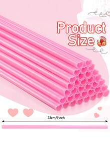 10pcs Pink Reusable Heart Design Straws For Drinking, Individually Wrapped Plastic Straw With Cute Heart Shape, For Valentines Day Cocktail Birthday Party Bridal Shower Wedding Supplies - Pink - View 11